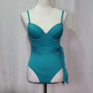 Cupshe Women's NWT Carlee Underwire Tie Front One Piece Swimsuit Size Small